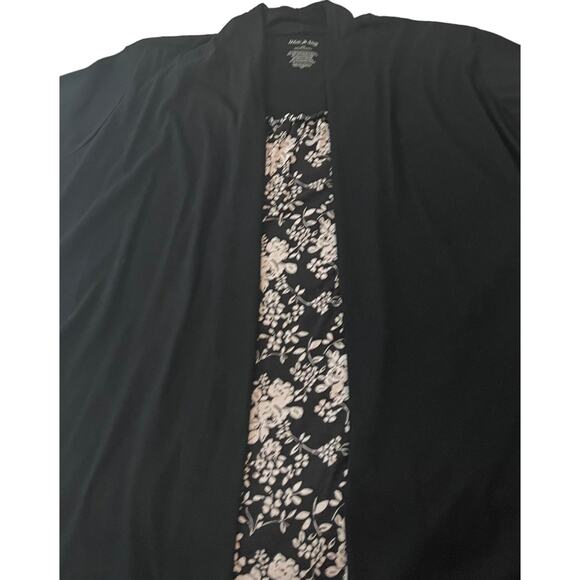 WHITE STAG 3/4 SLV OPEN-FRONT BLOUSE WITH TANK, WOMENS, 3X, BLACK W/WHITE FLORAL - Picture 6 of 10